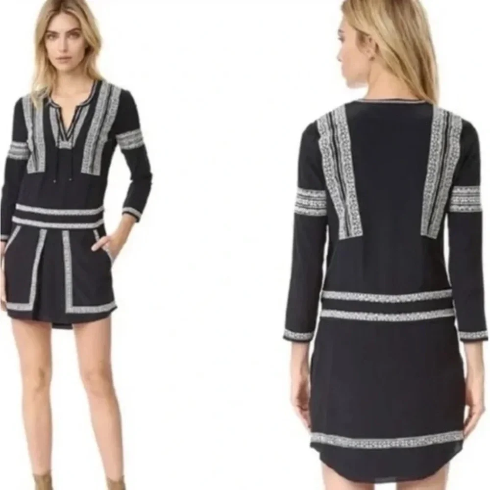 Veronica Beard Ignacio Embroidered Silk Shirt Dress | Excellent Condition - Picture 3 of 12